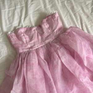 [Selkie] The Pink Porcelain French Corset Puff Dress (USED)